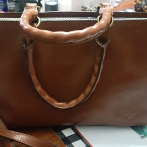 Patricia Nash Aileen Leather Top Handle Satchel Tan NWOT